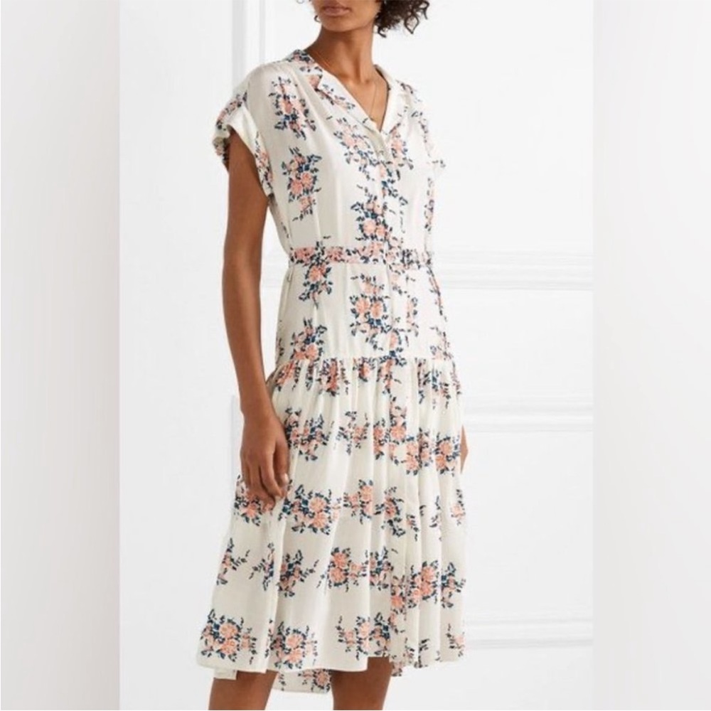 Veronica Beard Floral Button Down Midi Dress